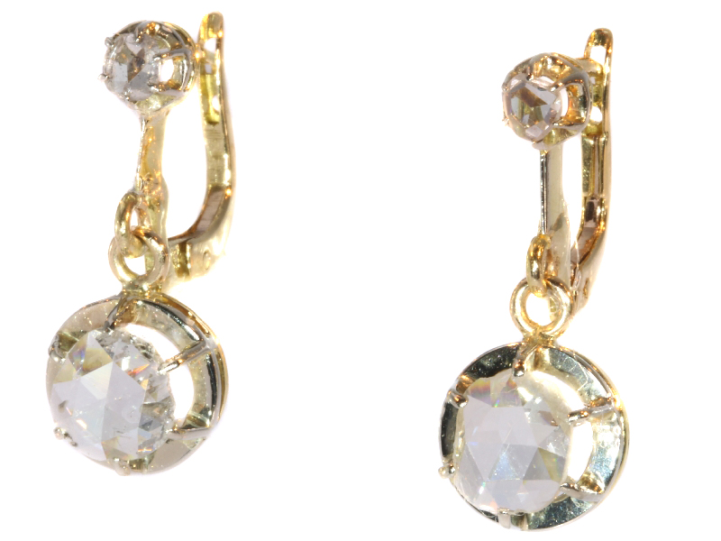 Large rose cut diamond Art Deco earrings